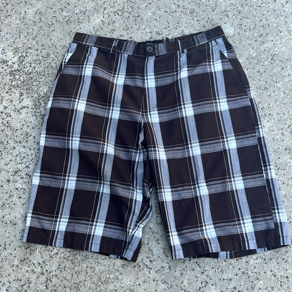 Men’s old school, Lowrider brand brown plaid, Homie shorts
